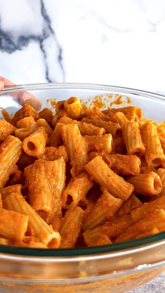 The final tofu pasta Justine Snacks recipe