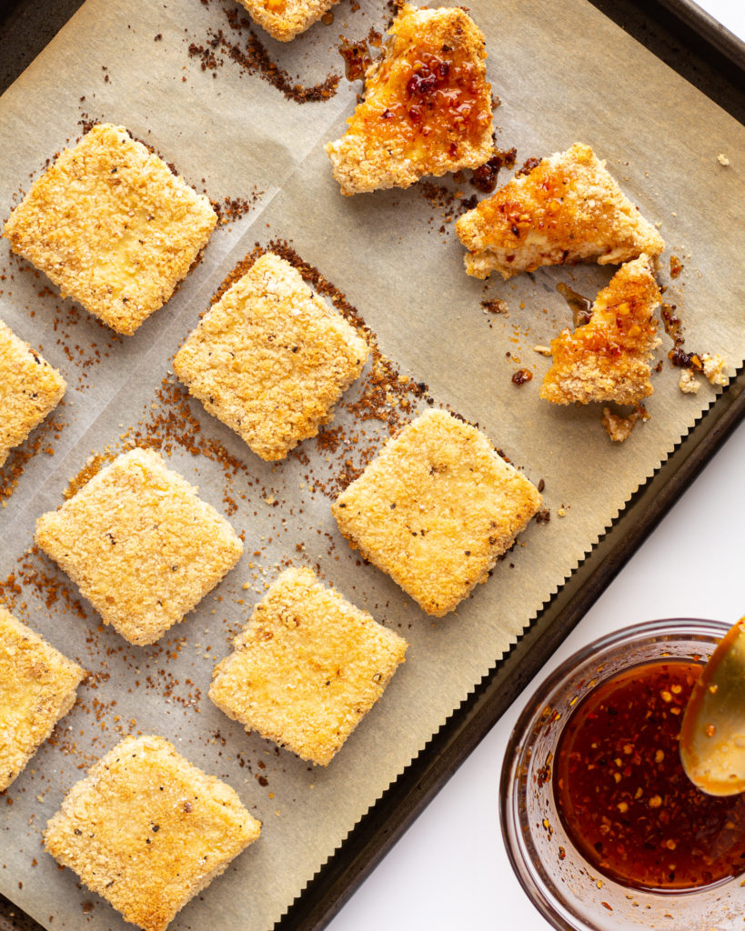 agave glazing the crispy baked tofu