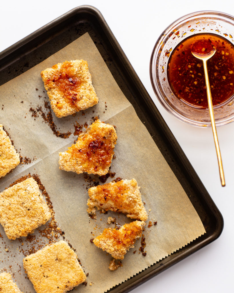 hot honey crispy tofu recipe by Justine Snacks