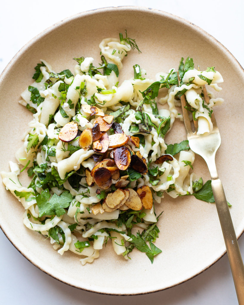 goat cheese pasta with lemon and herbs
