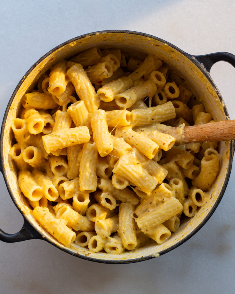 Butternut Squash Mac n' Cheese in a pot