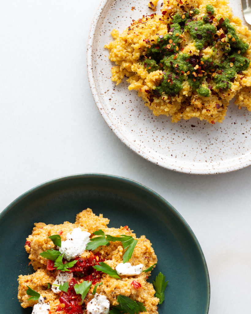 finished Corn & Burrata Baked Quinoa