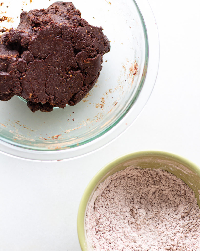 cookie dough and powder topping