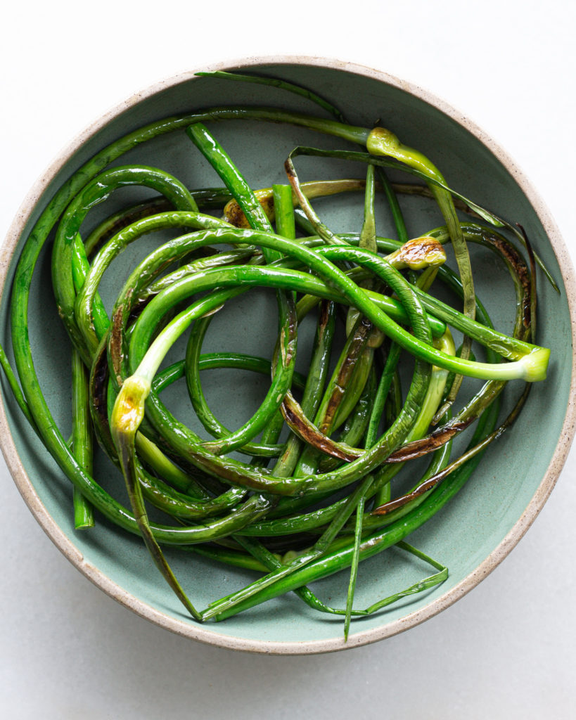 Charred garlic scapes