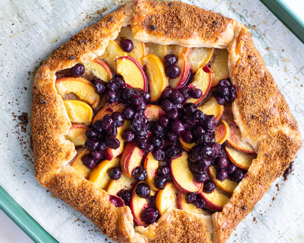 Finished Peach Galette with Rosemary Blueberries