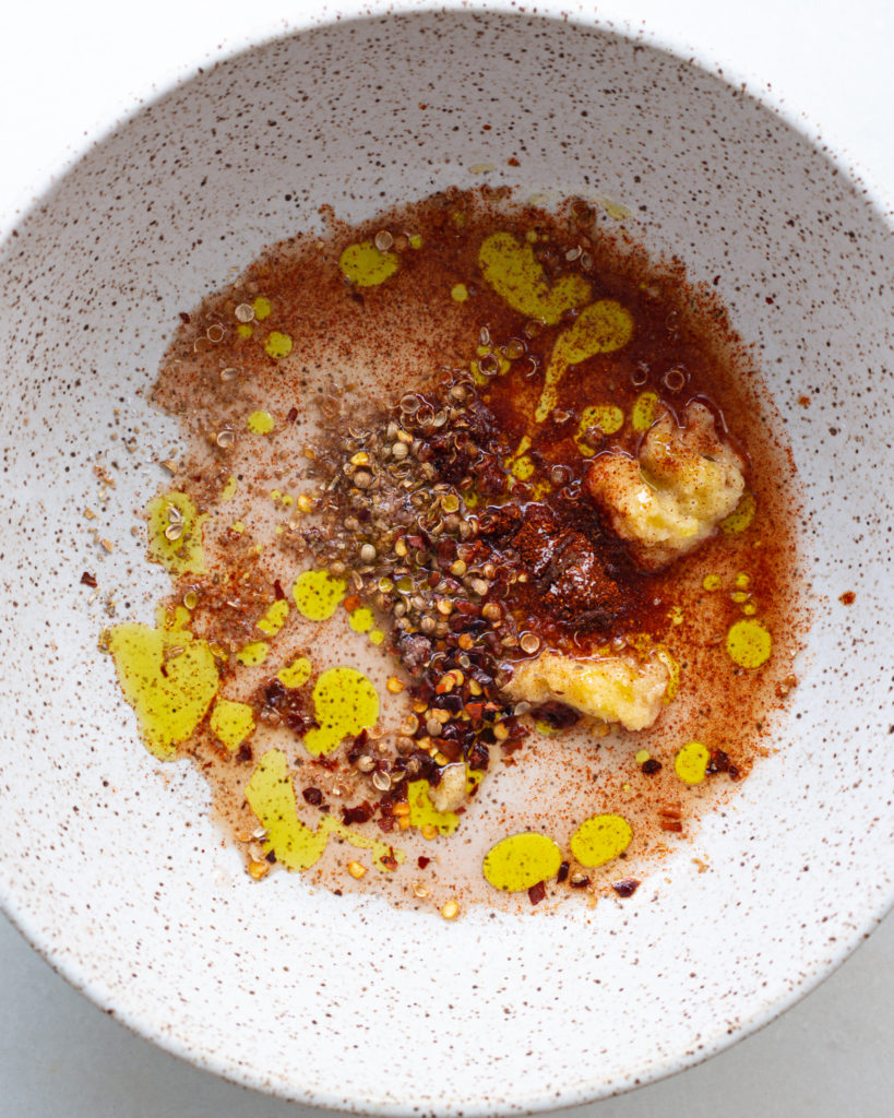 Dressing ingredients in bowl