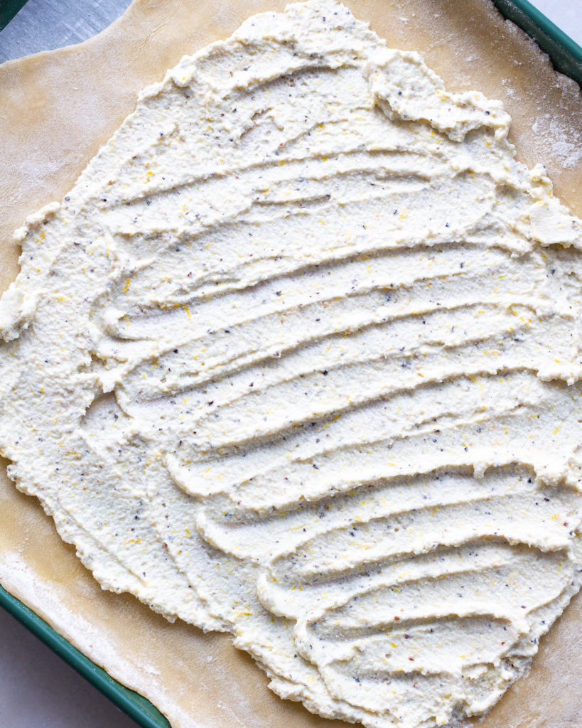 Lemon ricotta spread on puff pastry