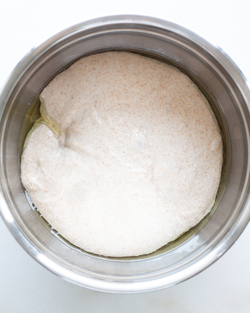 Focaccia dough in bowl