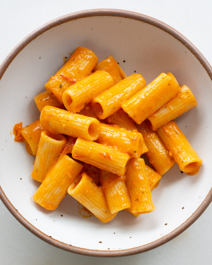 Finished Tomato & Peach Pasta