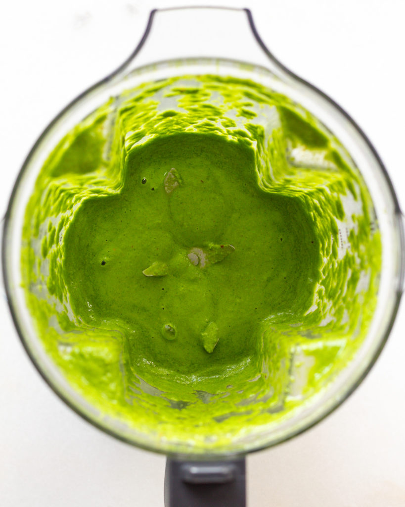 Green zhoug in blender