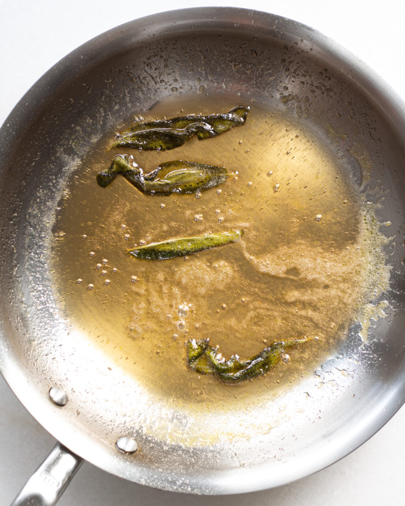 Frying sage in pan