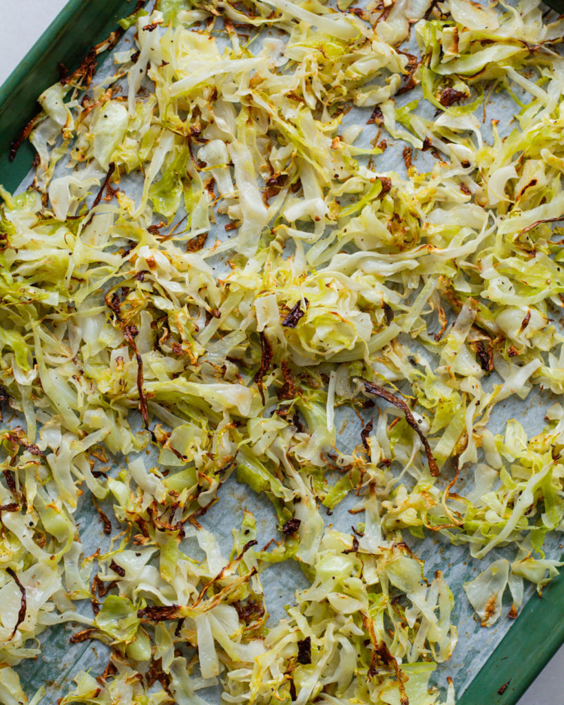 Baked green cabbage
