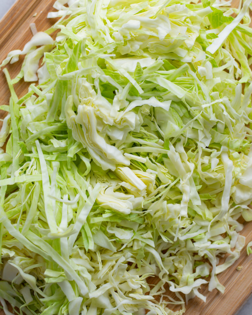 Shredded green cabbage