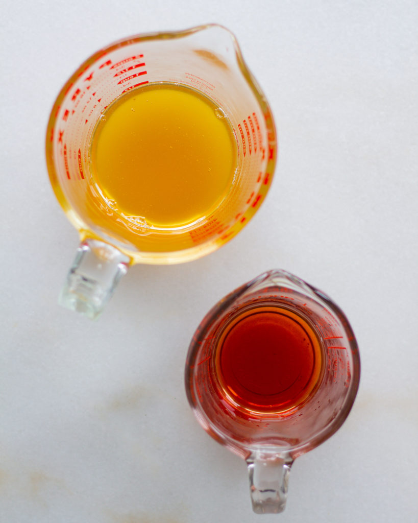 Ingredients for dressing, separated