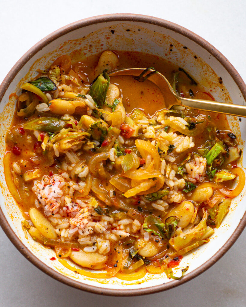 Finished Honeynut Squash and Brothy Beans