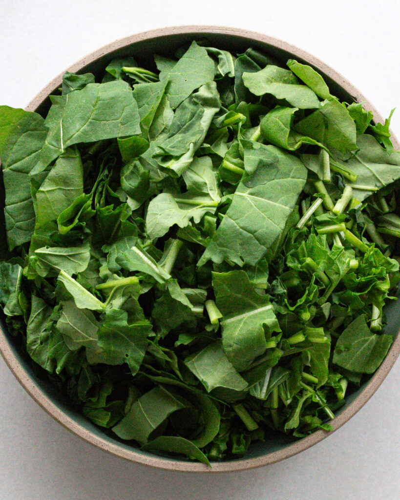 bowl of fresh, chopped spinach