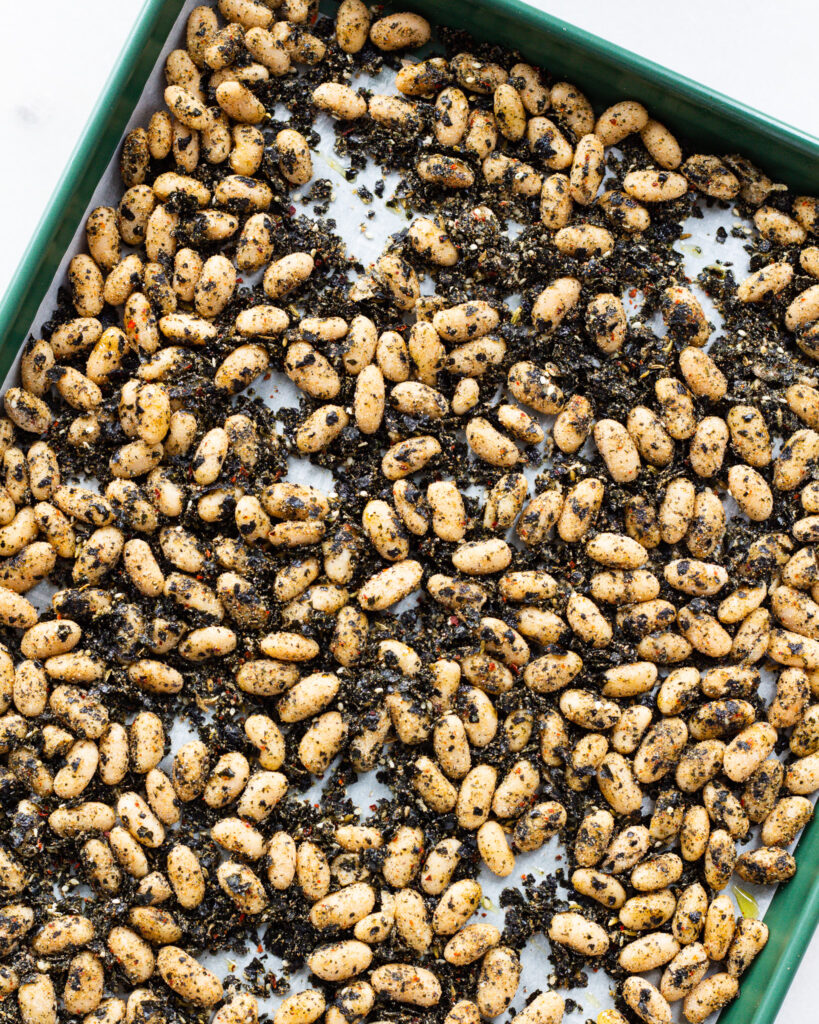 nori beans on baking sheet