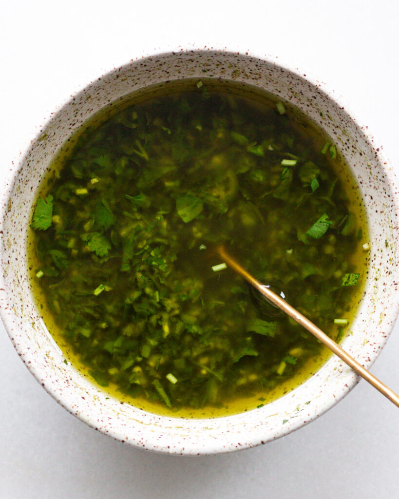 prepared chili oil verde in a bowl
