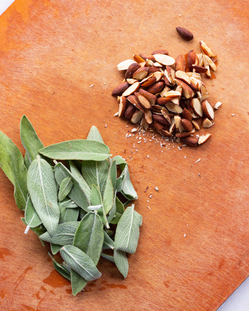 Chopped almonds and fresh sage