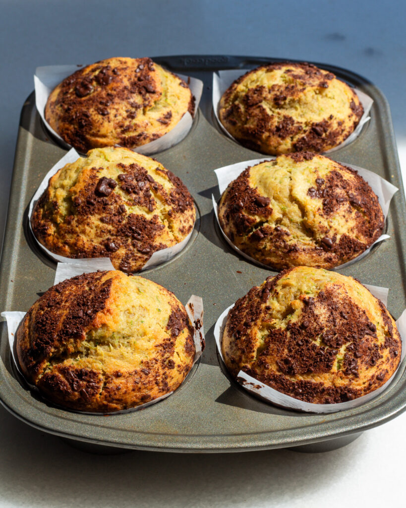Finished Zucchini Muffins with Cinnamon Chocolate