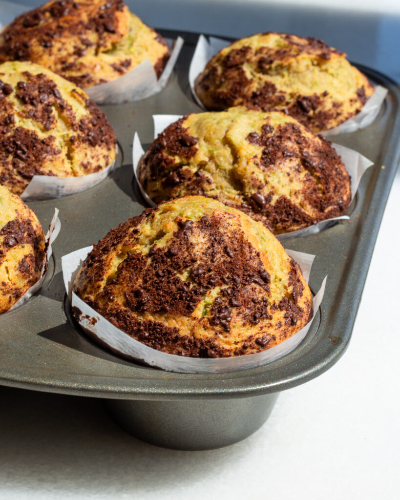 Finished Zucchini Muffins with Cinnamon Chocolate