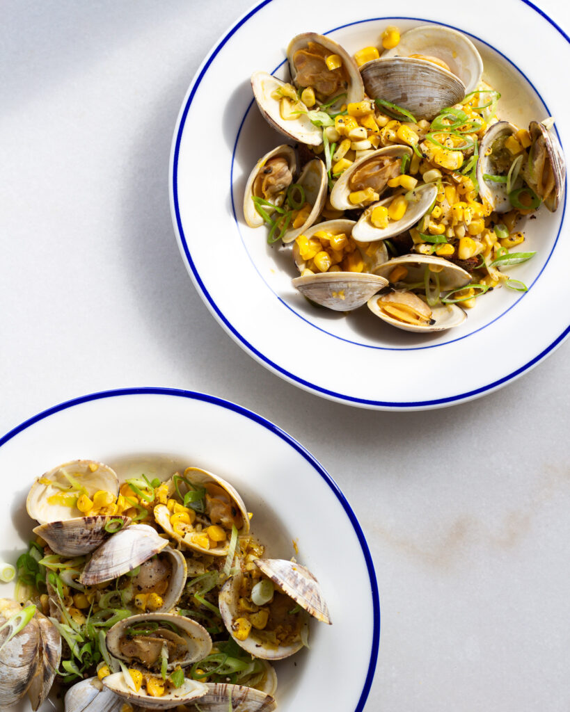 Finished Preserved Lemon Butter Clams with Corn