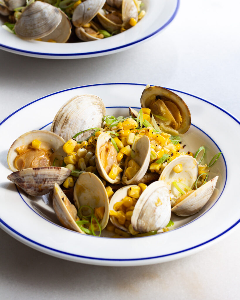 Finished Preserved Lemon Butter Clams with Corn