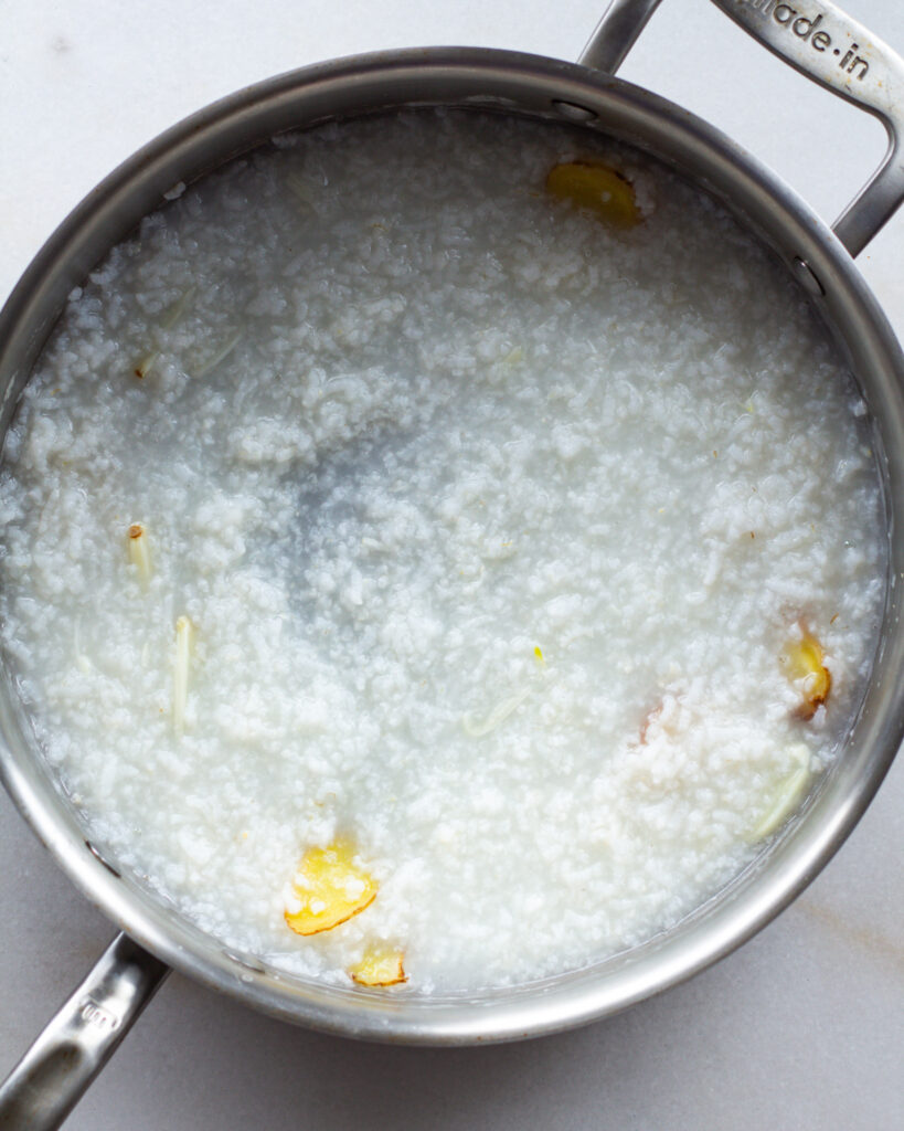Congee in pan