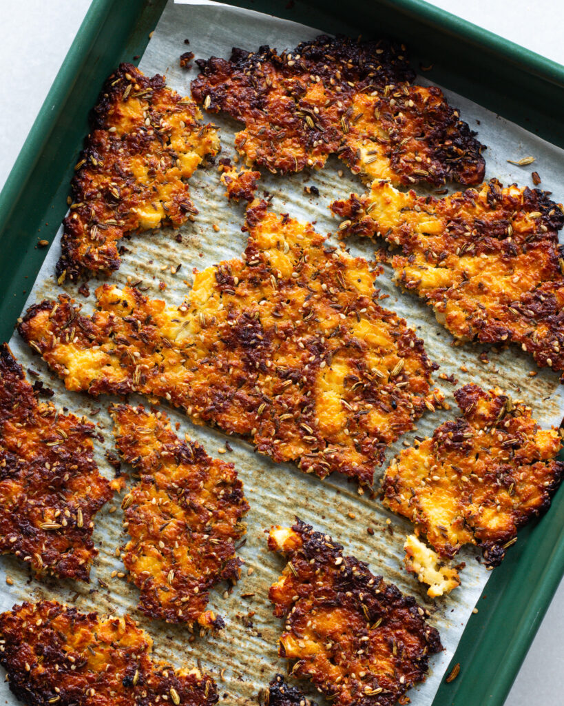 crispy feta broken up into pieces 