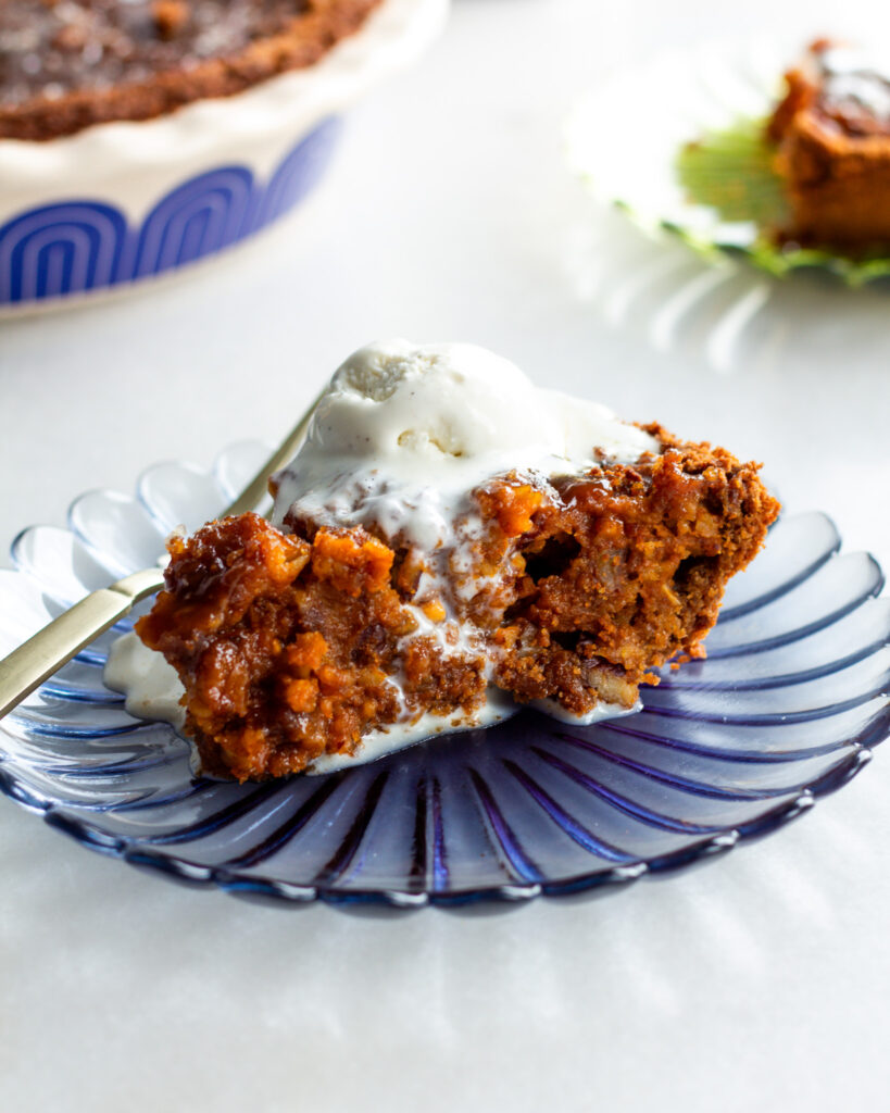 finished Salted Sticky Toffee Pudding Pumpkin Pie