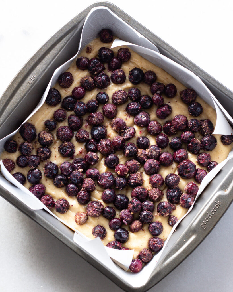 blueberries layered in batter