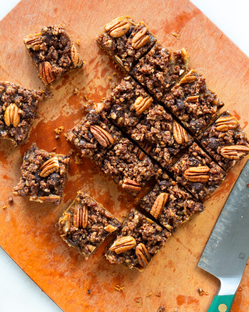 finished Chocolate Bourbon Pecan Bars