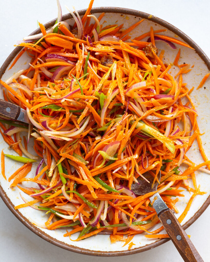 the carrot salad when it is fully mixed and dressed