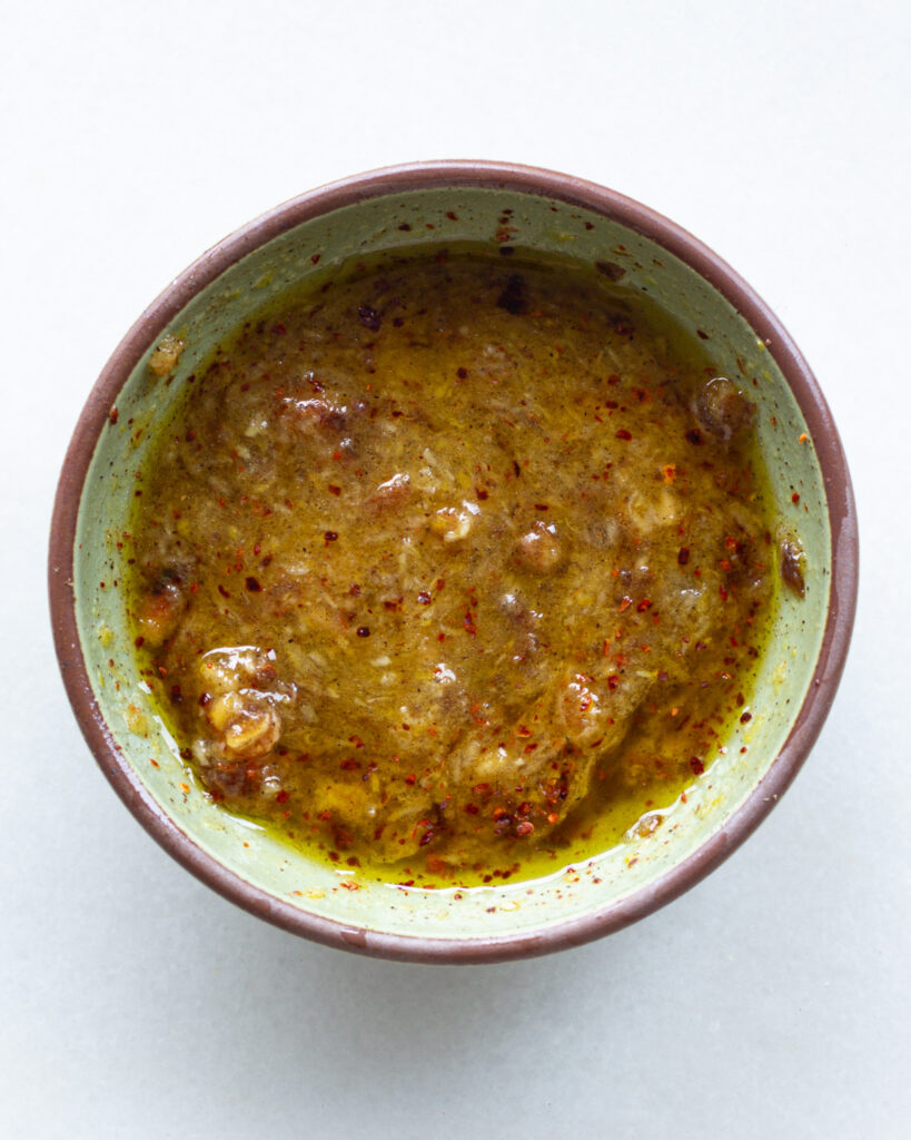 date vinaigrette in a bowl