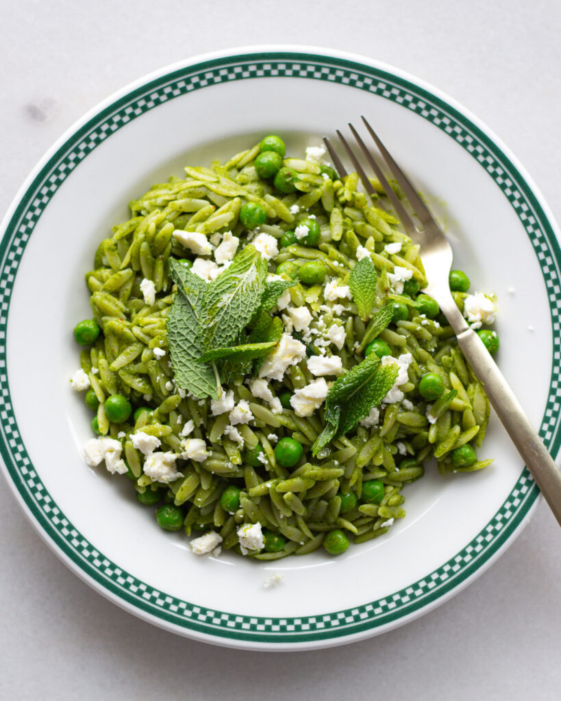 Arugula Orzo with Feta, Lemon & Mint