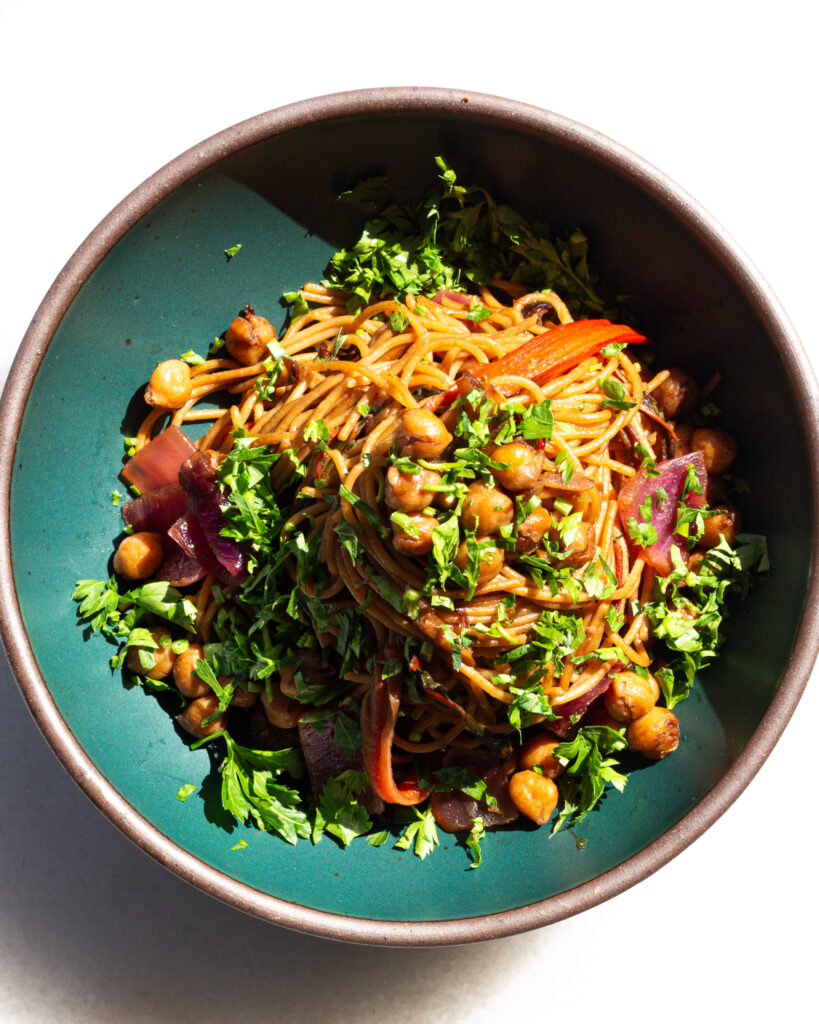 Swiss chard pasta image from above