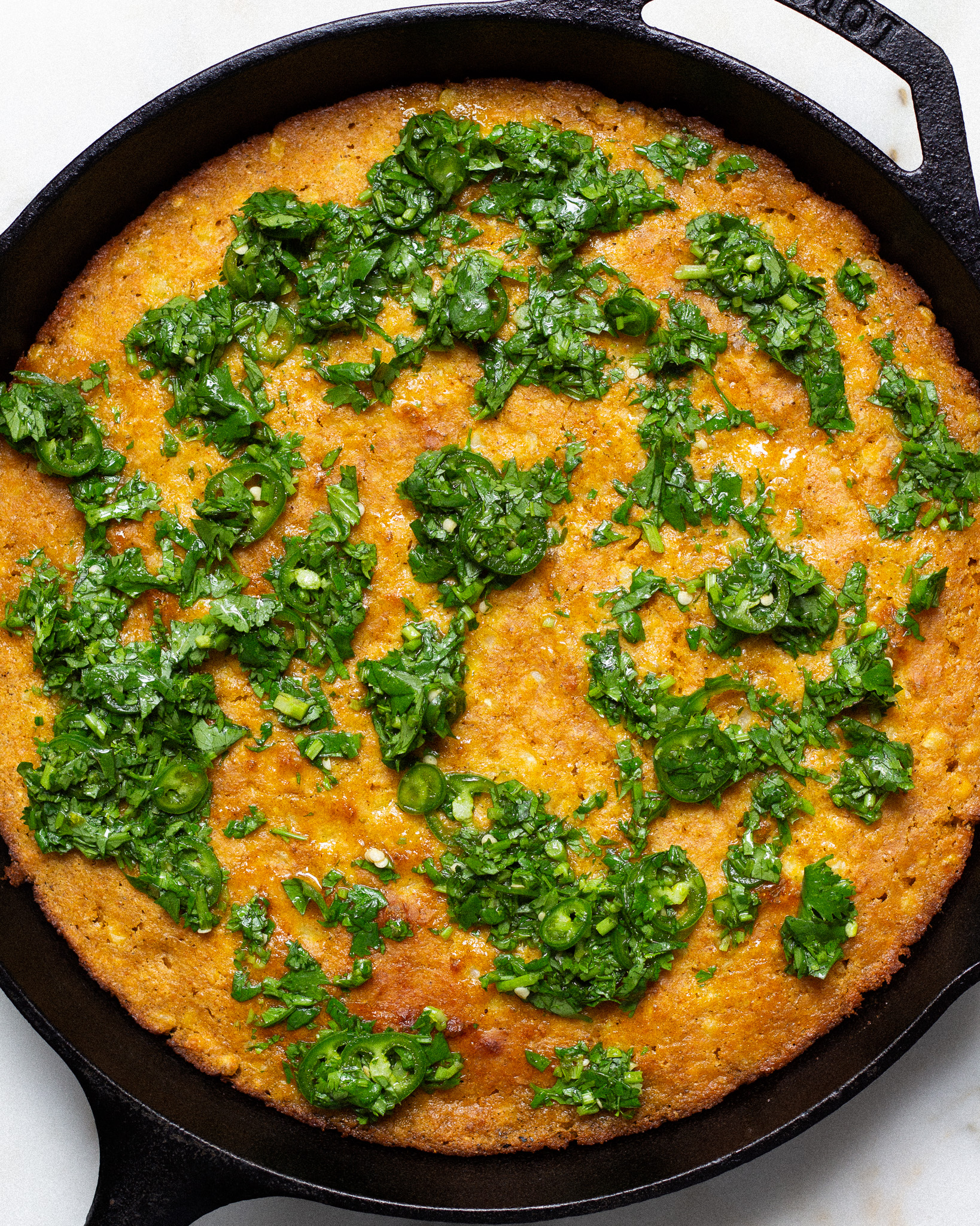 Skillet Cornbread with Serrano Cilantro Dressing