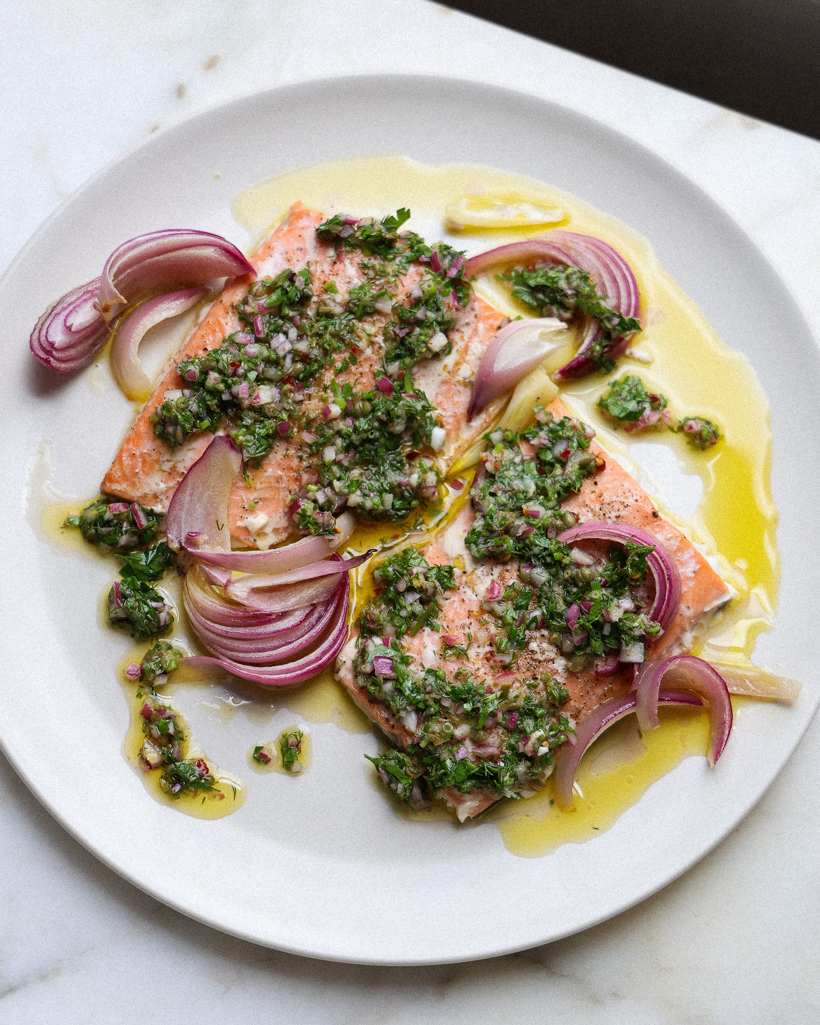 Slow Roasted Salmon with Salsa Verde