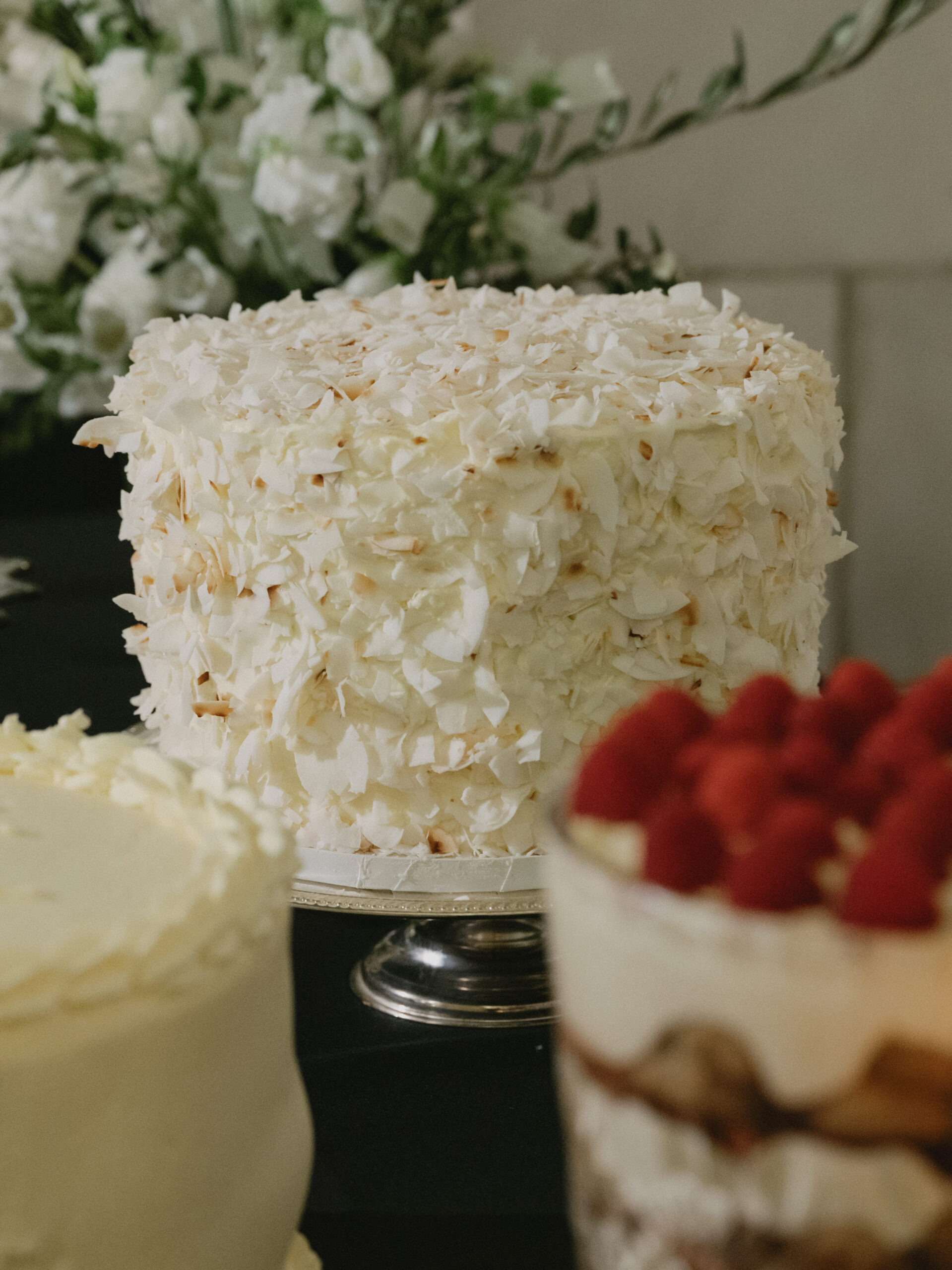 Malted Coconut Cake with Mango Yuzu Curd