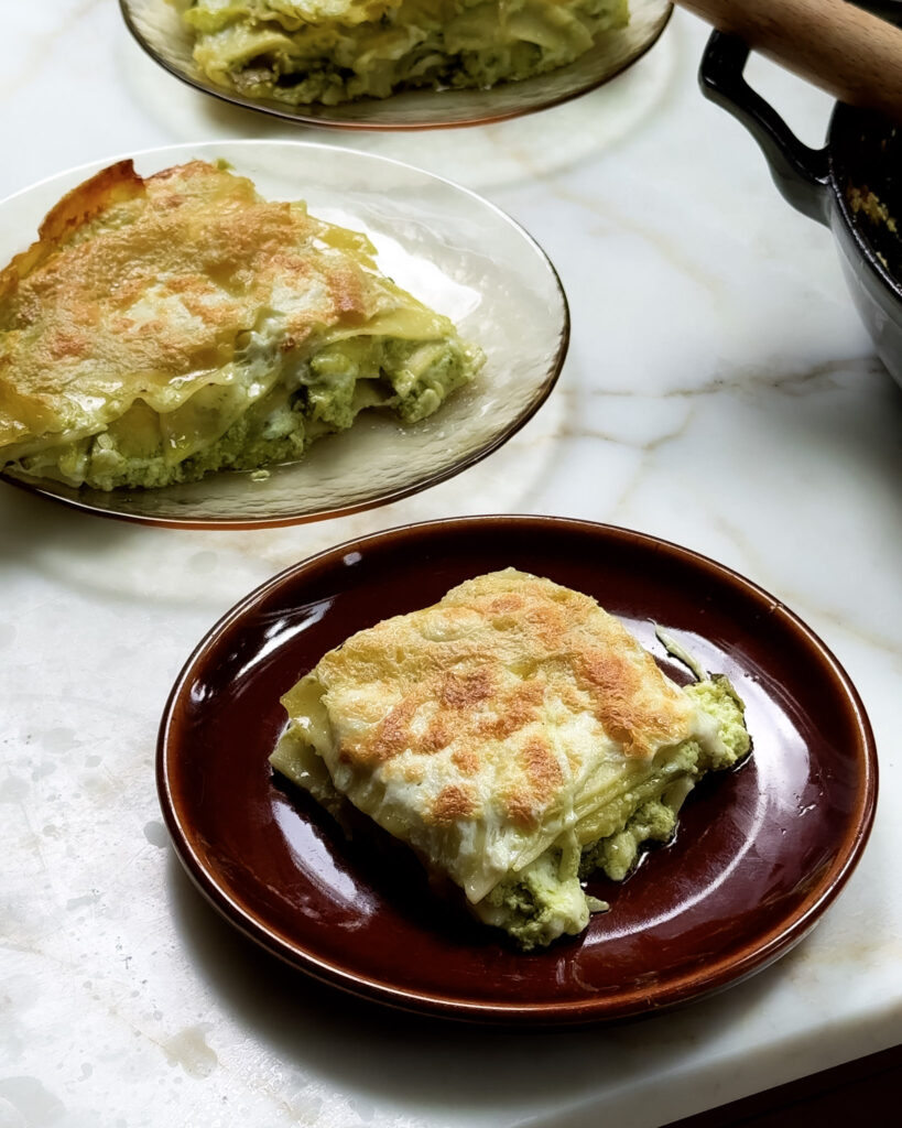 zucchini lasagna on a plate.