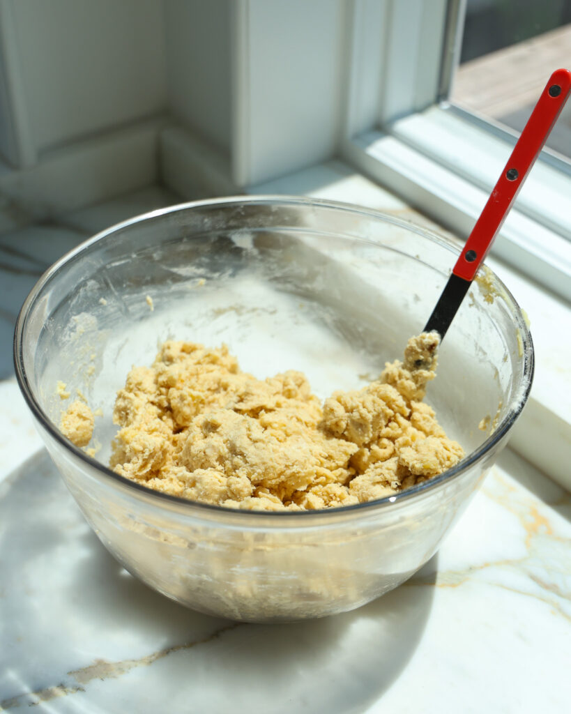 the shaped dough for banana shortcakes