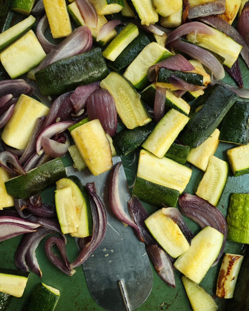 roasted zucchini and red onion
