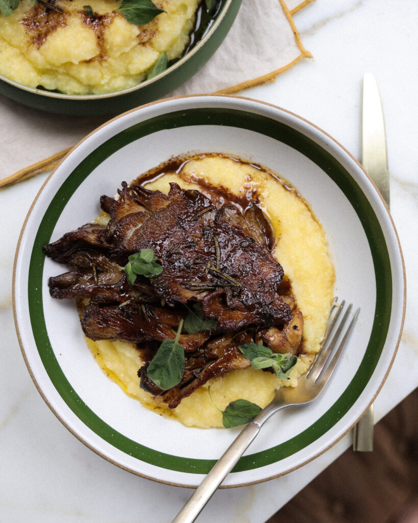 Mushroom Steaks Over Polenta
