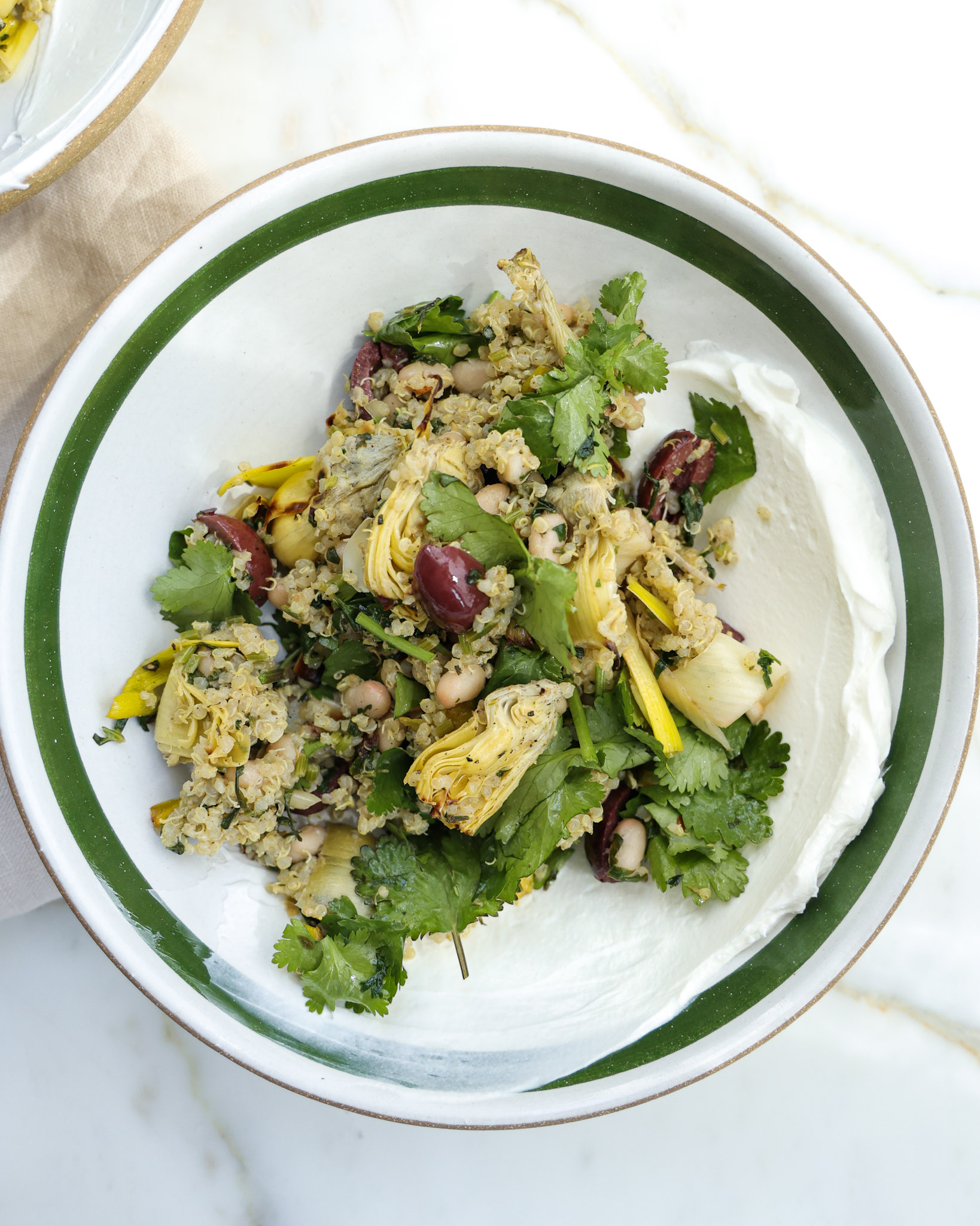 Crispy Artichoke Hearts over Lemon Quinoa